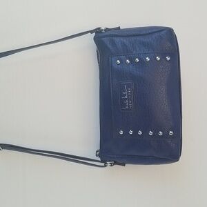 Nicole Miller Blue Crossbody bag With Silver Tone Hardware